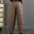 thumbnail image 3 of Erwazi Womens Wide Leg Loose Fit Pants Casual Solid Thermal Pants Elastic Waist Trousers with Pockets, Brown, L, 3 of 9