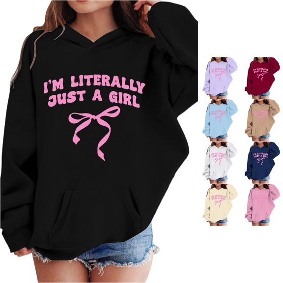 Sweatshirts For Teen Girls Long Sleeve Crewneck Black Sweatshirt Casual Fall Clothes Girls Size 11-12 Years Outfits