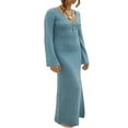 thumbnail image 1 of Robe Longue en Tricot pour Femmes à Couleur Contrastée, 1 of 7