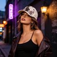 thumbnail image 5 of Levmjia Women Baseball Hat Soft Cotton Floral Embroidery Print Breathable Sun Cap Daily Commute Outdoor Walking Travel Casual Fashion UV Protection, 5 of 5