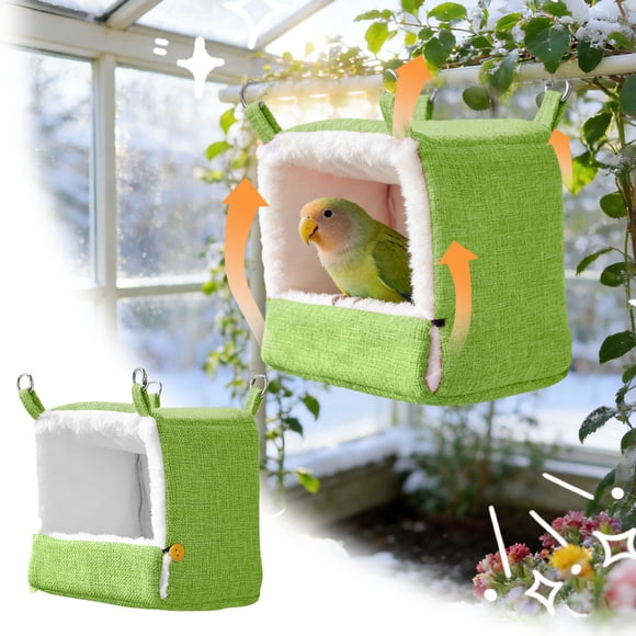 Perroquet Doublé de Polaire Chaude Hiver Anti-Froid Nichoir Suspendu Lit de Sommeil Confortable pour Perruches Inséparables Hiver