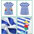 thumbnail image 5 of WIBACKER Toddler Girl Cotton Casual Dress Summer Short Sleeve Appliques Striped Tunic Playwear Shirt Dresses - Seahorse, 5 of 8