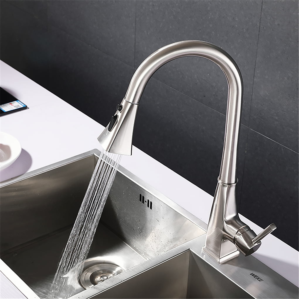 Kepooman Kitchen Sink Faucet, Kitchen Sink Water Tap, Brushed Pullout Kitchen Faucet with High Arc Tube Kepooman Kitchen Sink Faucet, Kitchen Sink Water Tap, Brushed Pullout Kitchen Faucet with High Arc Tube