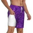 thumbnail image 2 of Kdxio Purple Glitter Print Men'S Swim Trunks With Compression Liner 7 Inch Inseam Quick Dry Swim Shorts, 2 of 7