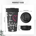 thumbnail image 3 of Fotbe I Love Coffee Printed Insulated Travel Coffee Mug Spill Proof Leak Proof Stainless Steel Coffee Tumbler Reusable Coffee Cups with Lids Thermos, 3 of 8