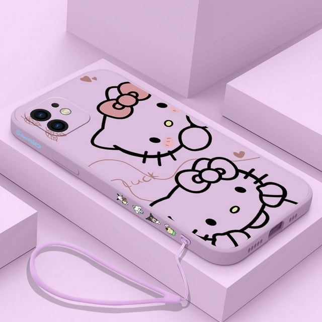 Cute Hello Kitty Phone Case For iPhone 15 14 13 12 11 Pro Max Mini X XR XSMAX SE 8 7 6S Plus Soft Liquid Silicone Cover RJ