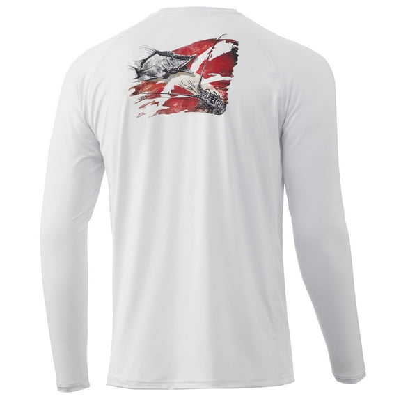 Huk Men's KC Dinner Dive Performance Shirt (Dinner Dive - White, Small)