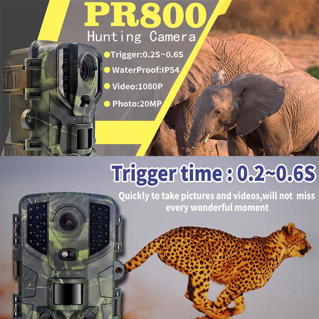 VHUNT 20MP Hunting Trail Monitor, 1080P Infrared Camera, 120° Wide Angle, IP66 Waterproof
