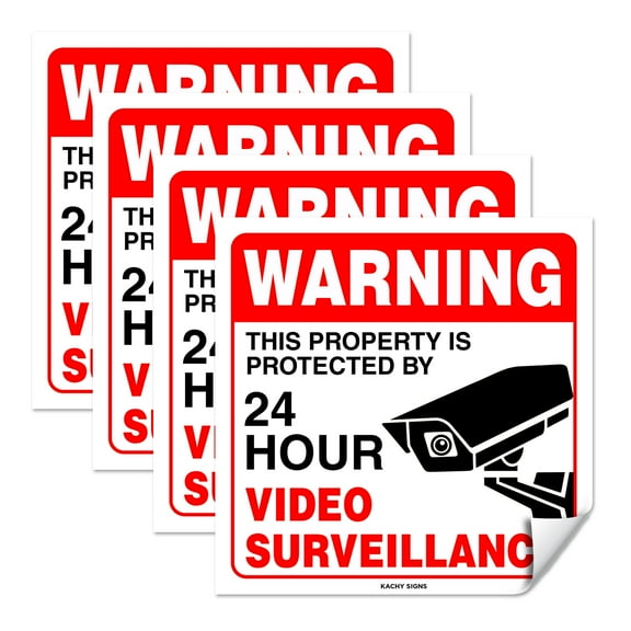 "Kachy Signs Outdoor Video Surveillance Sticker - 6"" x 6"" Durable Vinyl, Waterproof, No Trespassing Sign"