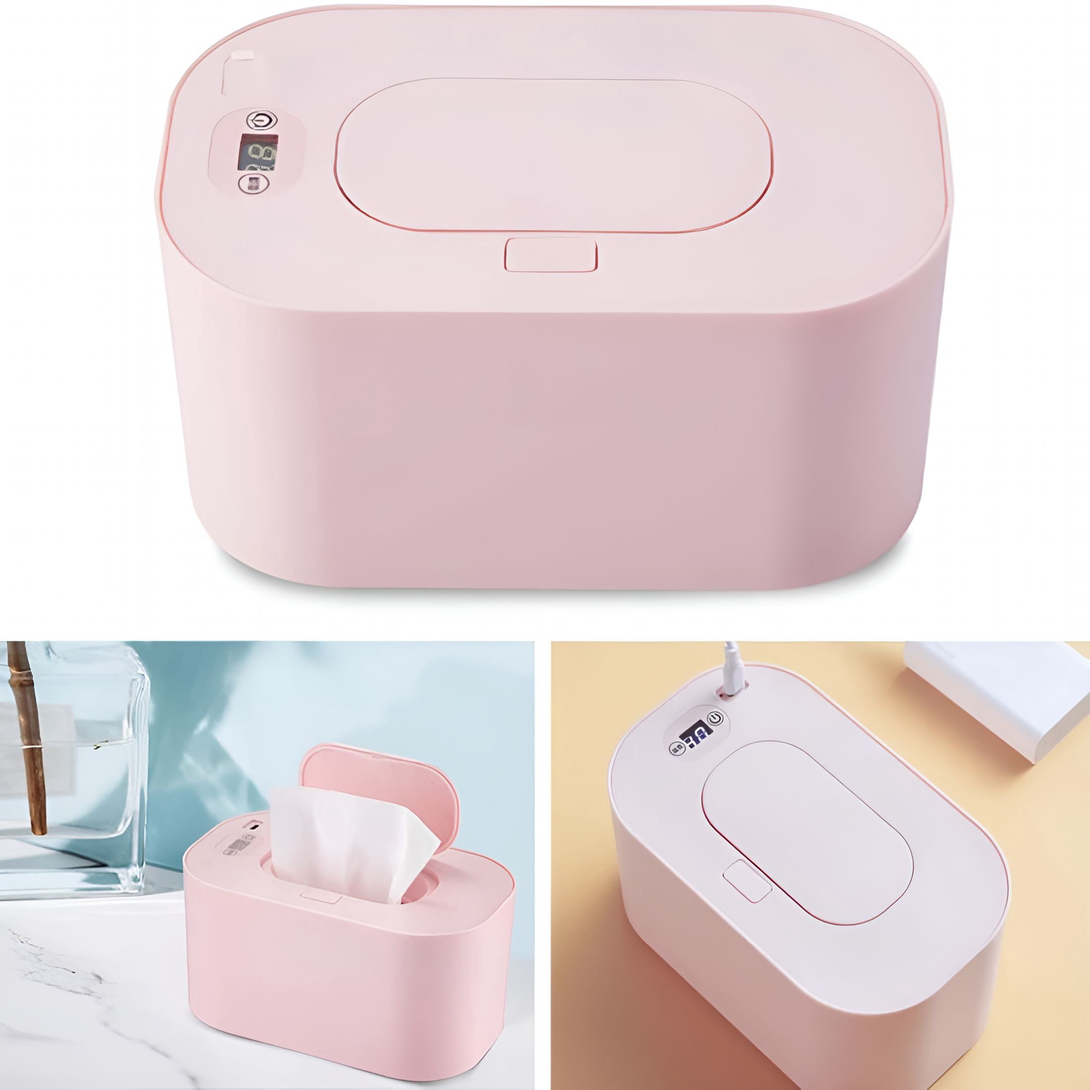 HIBIBUD Smart Car Tissue Warmer-Wipe Warmer for Vehicle And Home Use,Constant Temperature Moisturizing Box with Temperature Display,No Need Water And Sponge,Portable Insulated Wipes Holder