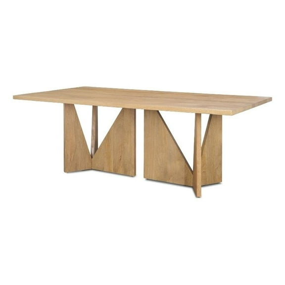 Tarro 84" Rectangular Light Brown Wood w/ Geometrical Base Dining Table