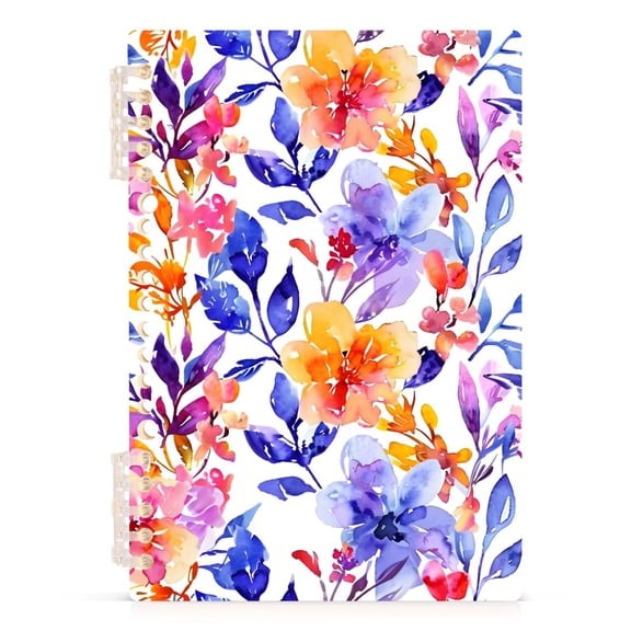 Watercolor Leaves Notebooks 1-subject Journal 60 Sheets A5 College Ruled Paper Detachable Ring 8.3"x5.7"
