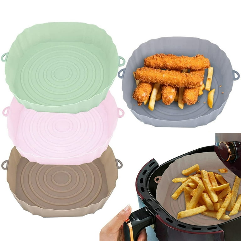 4 Pieces Air Fryer Silicone Liners Reusable Dishwasher Safe Bowl with Side  Handles for Food Safe Air Fryers 