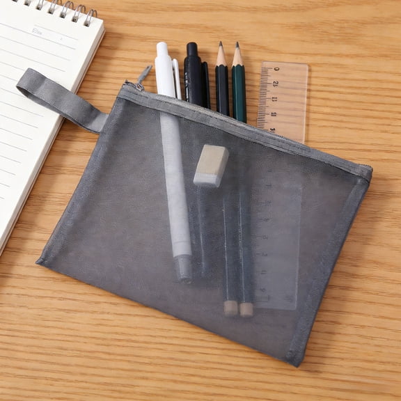 Weloille A5 Clear Mesh Storage Bag 1 Piece, Multifunctional Portable Handle File Bag, Breathable Lightweight Organizer Pouch, for Storing Pens Cosmetics Toys Office Supplies Small Items
