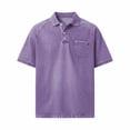 thumbnail image 4 of GUZOM Mens Soft Washed Polo Shirt, Relaxed Fit Stretch Short Sleeve, Casual Shirt with Chest Pocket for Men, Big and Tall Sizes S-5XL, Purple,Size 3XL, 4 of 6