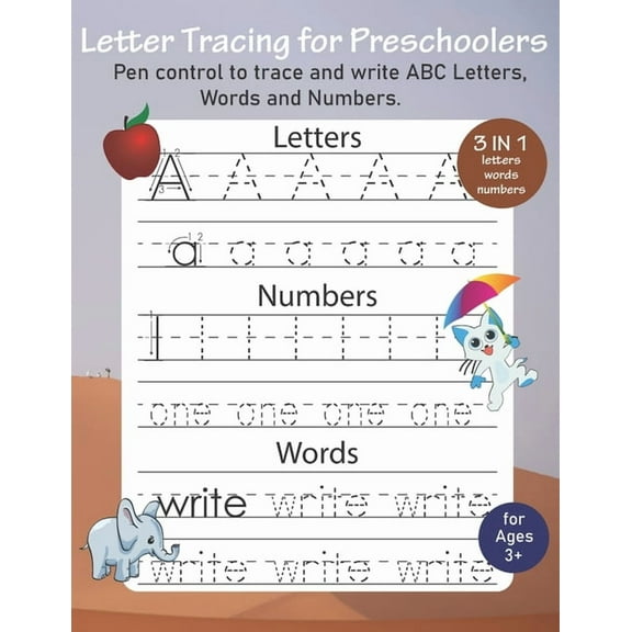 Letter Tracing for Preschoolers: Pen control to trace and write letters, words and numbers (Paperback)