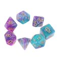 thumbnail image 4 of Juego de 7 dados poliédricos dicromáticos D4 D6 D8 D10 D12 D20 para escritorio, morado y blanco, 4 of 5