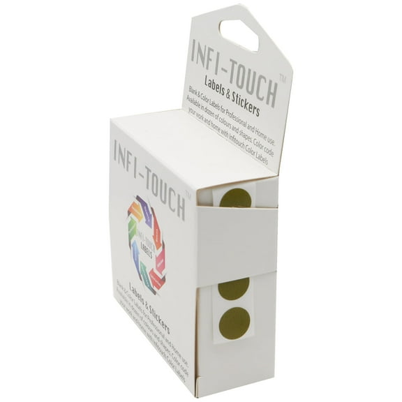 Infi-Touch Labels 1/2 inch Round Permanent Color-Code Dot Stickers, 1000 Stickers per Dispenser Box (Olive)