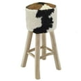 thumbnail image 1 of vidaXL Bar Stool Real Leather and Solid Teak Wood, 1 of 5