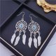 thumbnail image 5 of Pendientes de turquesa azul para mujer, joyería vintage bohemia occidental, pendientes colgantes de plumas de atrapasueños de indios nativos americanos, 5 of 5