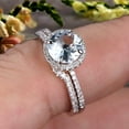 thumbnail image 5 of 6mm Round Cut 2.25 Carat Aquamarine Engagement Ring Set With Curved Diamond Matching Band 10k White Gold Bridal Ring Set, 5 of 5