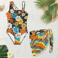thumbnail image 5 of Jiueut Hippie Daisy Print Kids Bathing Suit Cut Out Girls One Piece Swimsuit with Mesh Cover Up, Removable Bra for Summer Beach, 5 of 7