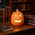 thumbnail image 5 of Vintage Halloween Pumpkin Decor, Battery Operated Light Up Jack O Lantern with Spooky Carved Triangle Face, LED Plastic Pumpkin Lamp, Classic Glowing Pumpkin for Home Mantel, 5 of 6