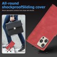 thumbnail image 4 of Feishell Crossbody Wallet Case for Apple iPhone 13 Pro 6.1 inch,for Women Men,Retro PU Leather Magnetic Button Flip Stand Credit Card Holder Phone Case with Adjustable Shoulder Strap,Red, 4 of 16