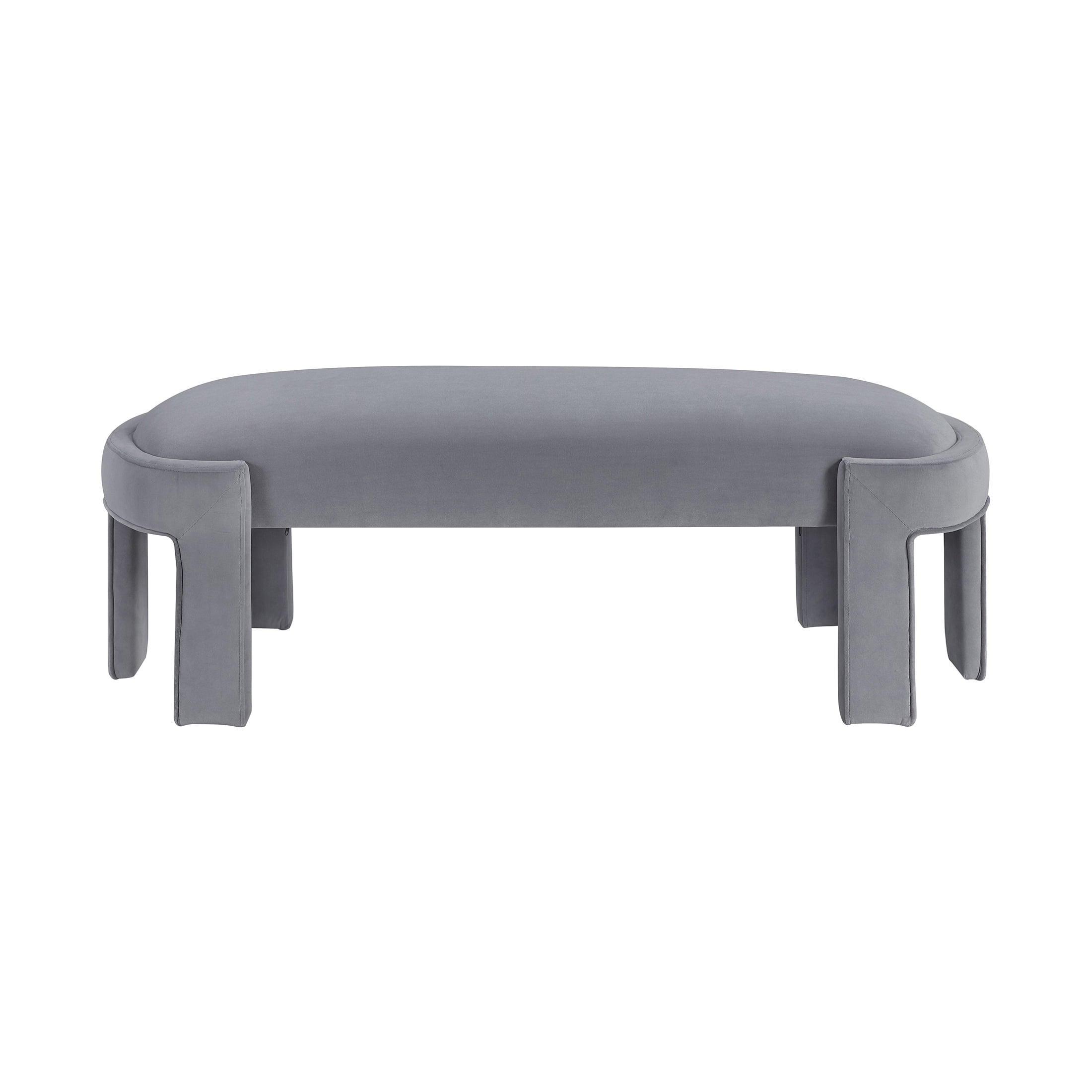 OakvillePark Veywood Velvet Bench, Gray