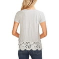 thumbnail image 2 of Vince Camuto Womens Lace Border Embellished T-Shirt, Grey, X-Small, 2 of 2
