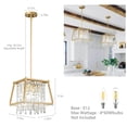 thumbnail image 4 of ZHLWIN Dining Room Light Fixture Farmhouse Chandelier Gold Metal Crystal Pendant Light for Kitchen Island Dining Room Living Room Flat and Inclined Ceiling (Trapezoid -11.81in), 4 of 7