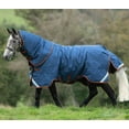 thumbnail image 1 of Rambo Tech Duo Turnout Blanket Bundle (50g Medium-Lite, 100g Liner, Airmax Liner, 50g Hood), Denim Blue (Orange/Tan/Brown Trim), Size: 81, 1 of 5