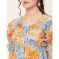 thumbnail image 6 of Moomaya Printed Cinched Waist Top, Half Sleeve Round Neck Retro Tops For Women, 6 of 8