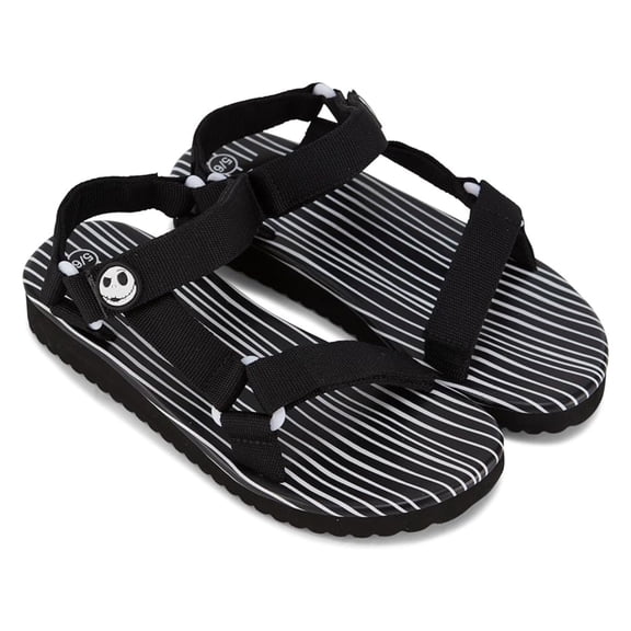 Disney Women's Nightmare Before Christmas Slippers, Double Strap Slip-on Sandals Black–  7/8