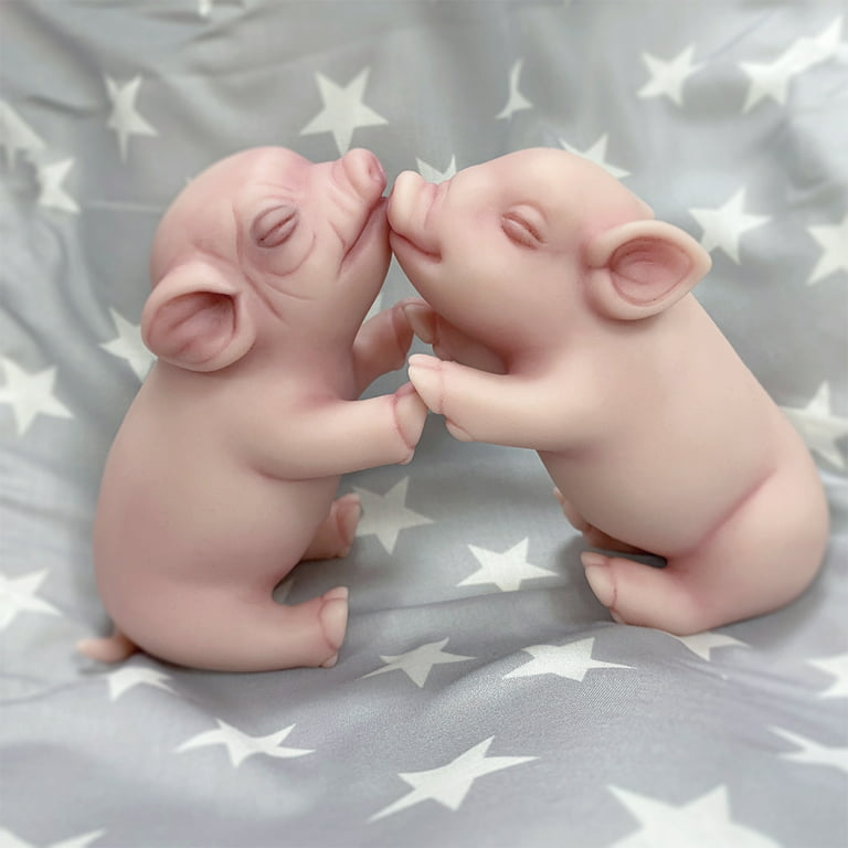 6 Silicone Pig Doll Toy Mini Soft Lifelike Pig Doll Miniature