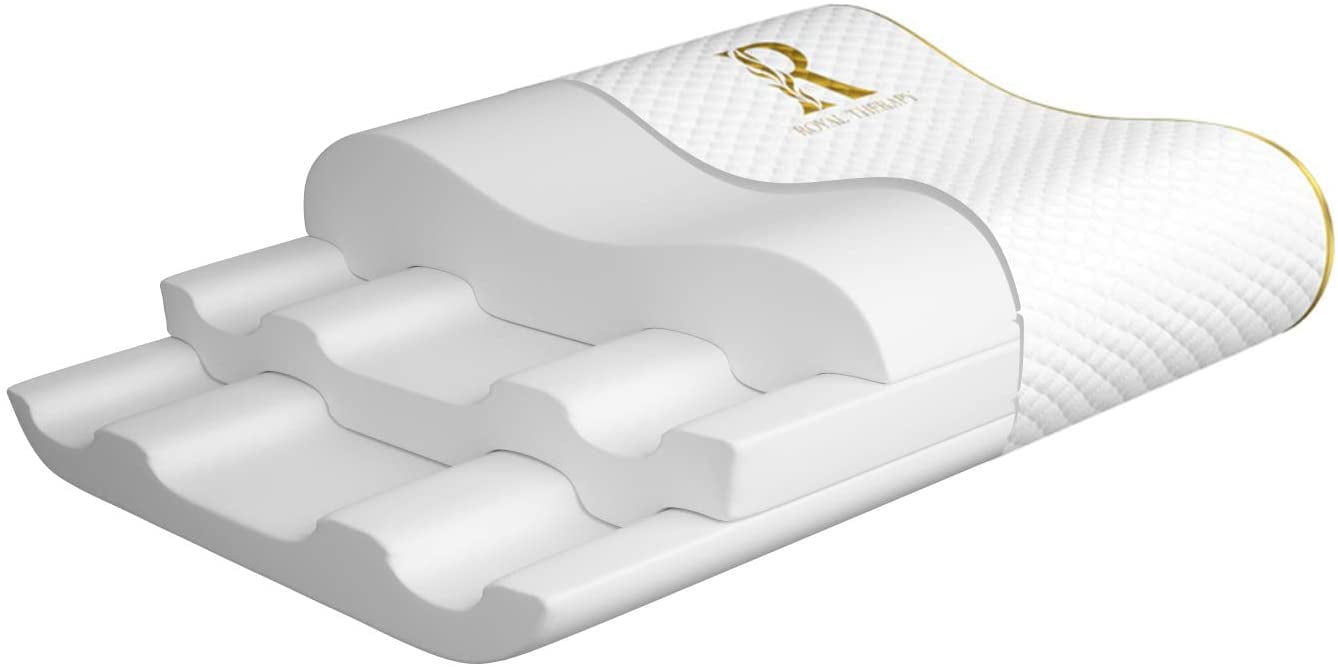 Royal Therapy Queen Memory Foam Pillow + Extra Pillowcase, Bed Pillow for Neck & Shoulders for Adult