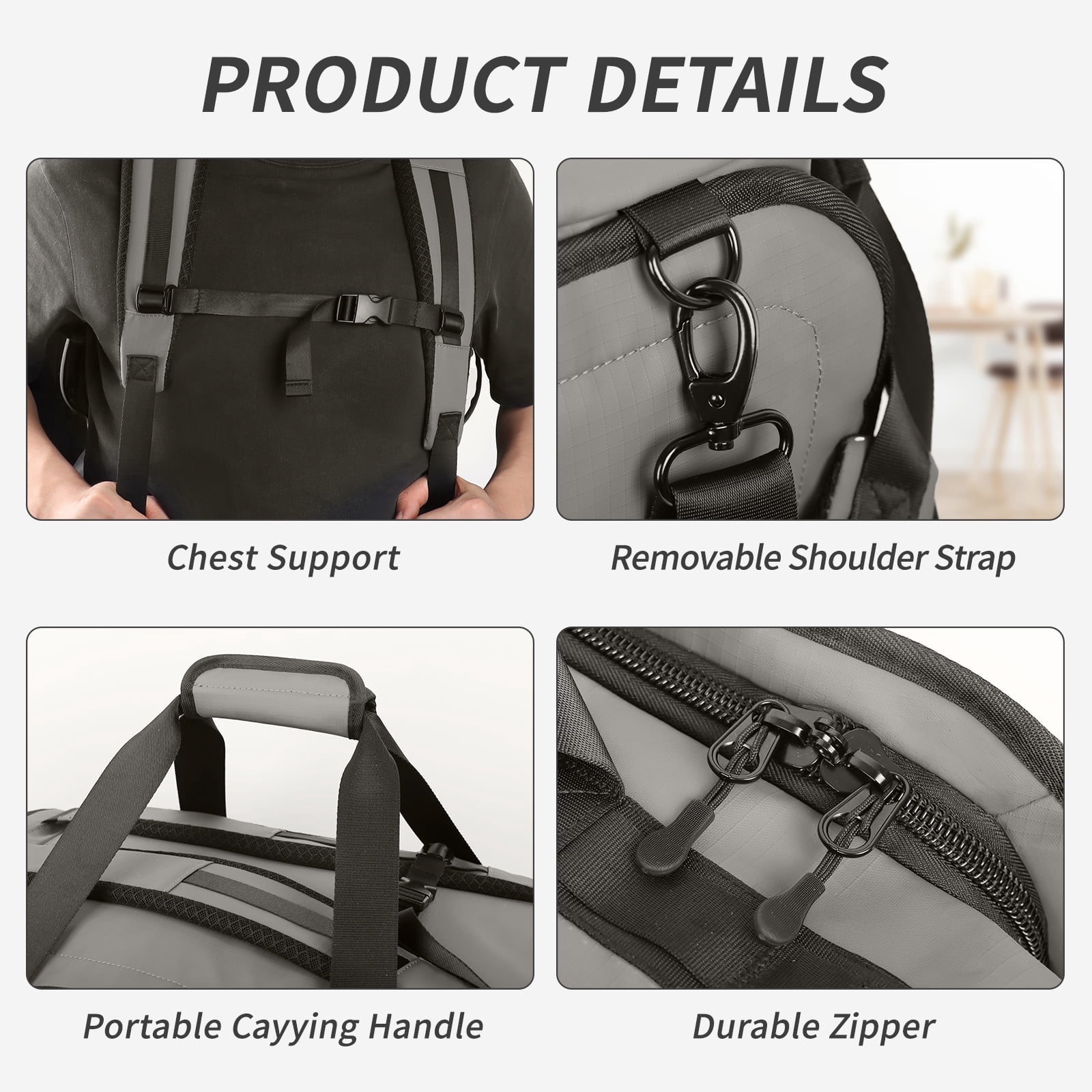 New York Xpress 40L Convertible Duffel Bag,Heavy-Duty Water-Resistant Travel Bag with Backpack Straps,Grey - LX737