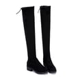 thumbnail image 2 of Botas hasta la rodilla para mujer, elegantes, elásticas, de ante, tacón grueso, botas por encima de la rodilla para mujer, negro 41, 2 of 14