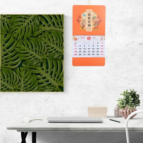Milisten Orange 2026 Chinese Lunar Hanging Calendar Year of Horse Wall Planner for Office Use