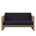 thumbnail image 6 of Lounge Loveseat Sofa, Blue Navy Natural, Teak Wood, Fabric, Modern Contemporary, Outdoor Patio Balcony Cafe Bistro Garden Furniture Hotel Hospitality, 6 of 8