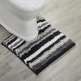 thumbnail image 4 of Better Trends 4 Piece Bathroom Rug Set 100% Polyester Soft Water Absorbent Non Slip Bath Mat Machine Washable Rug Griffie Collection - Gray, 4 of 9