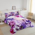 thumbnail image 3 of Erosebridal Purple Butterfly Bedding Full Comforter Set,Flower Down Comforter,Reversible,3 Pieces, 3 of 7