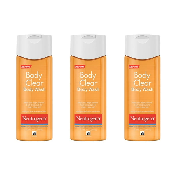 Gel de baño Neutrogena Body Clear Acne con 2% de ácido salicílico 250 ml x3