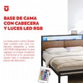 thumbnail image 3 of Base de Cama Queen Size con Cabecera y Luces LED, Plataforma de Metal Antideslizante con Puertos USB y Tomas de Corriente | UTILIA, 3 of 7