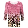 thumbnail image 5 of HKEJIAOI Hauts à Manches 3/4 Womens Imprimé Floral Tunique Blouse L Été Tops, 5 of 5