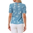 thumbnail image 3 of INSPIRAR CHIC Blusas de Mujer con Fruncidos Cuello Redondo de Manga Corta Espalda con Abertura Floral Talla XS Floral Azul, 3 of 6