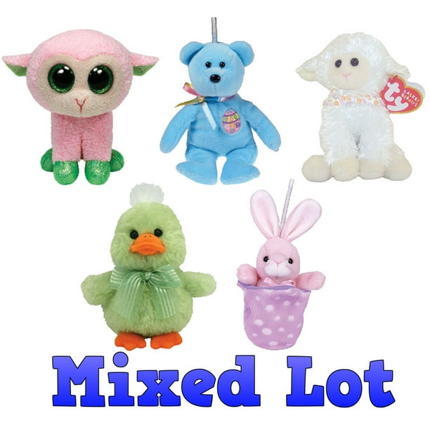 TY Basket Beanie Babies Bulk Mixed Lot of 5 Easter Beanies (No