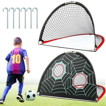 FITPLAY 6x4 ft Soccer Goals Set of 2, Portable Soccer Net for Kids Toddler Youth, for Backyard with Soccer Goal Target
