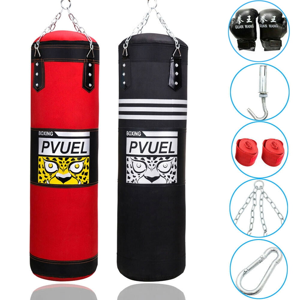 PUNCHING BAG w/ 2 PAIRS OF BOXING GLOVES MMA Training Sparring Canvas Heavy Duty 