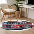 thumbnail image 5 of Fire Trucks Large Area Rugs for Bedroom Living Room, Soft Non Slip Carpet Bedside Rug, Modern Cartoons Vehicles Round Floor Cover Kitchen Accent Rug 3' for Dining Room/Office, 5 of 9